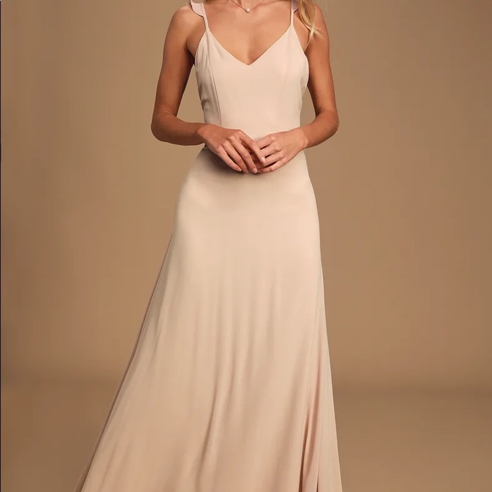 Lulu's Floor-Length Meteoric Rise Blush Maxi Dress